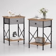 thumbnail image 3 of VECELO Nightstands X-Design Side End Table with Detachable Drawer, Wooden Nightstands Storage Shelf for Living Room, Bedroom, Set of 2, Brown, 3 of 11