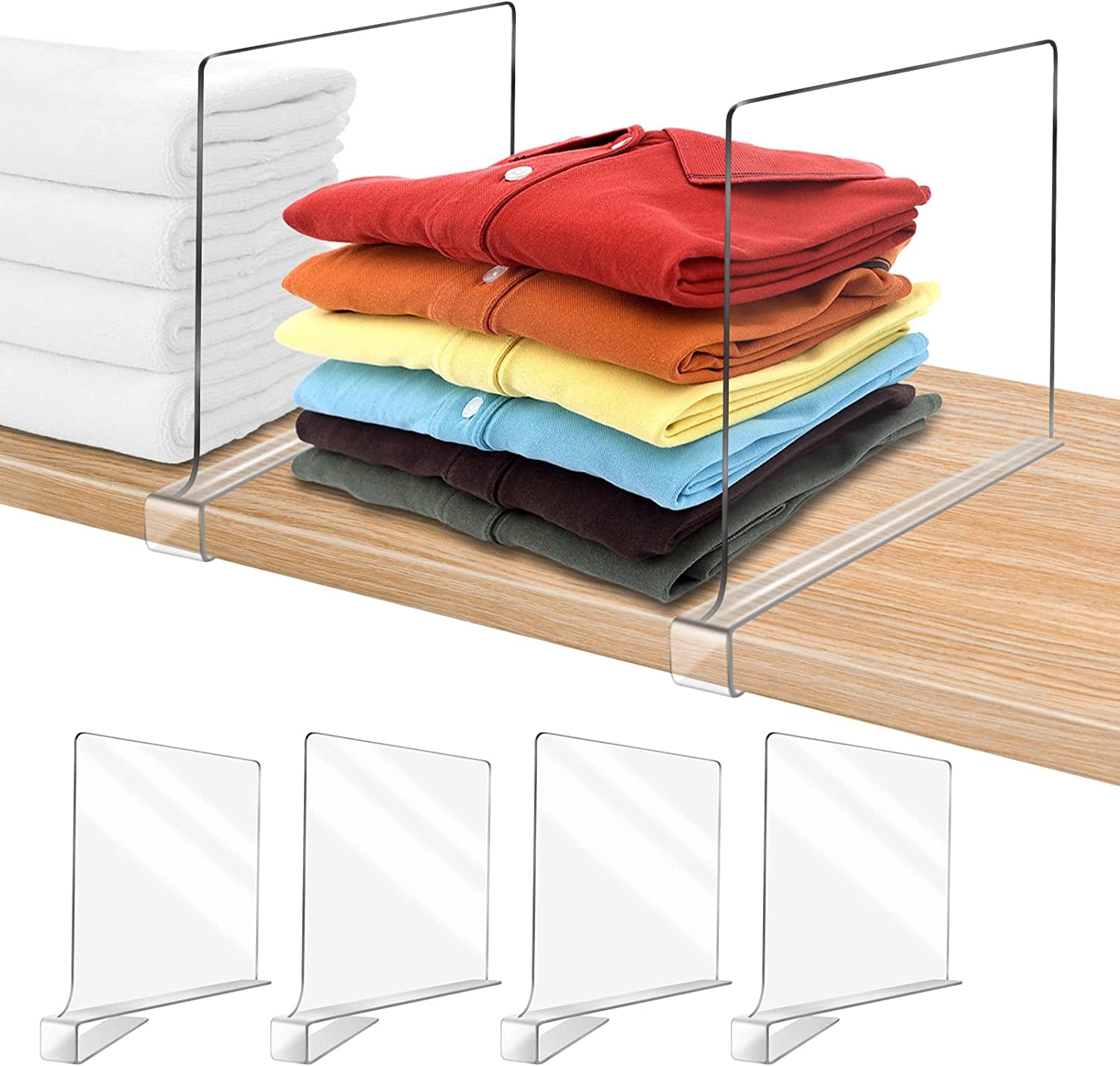 4pcs Acrylic Shelf Dividers, Closets Shelf and Closet Separator for