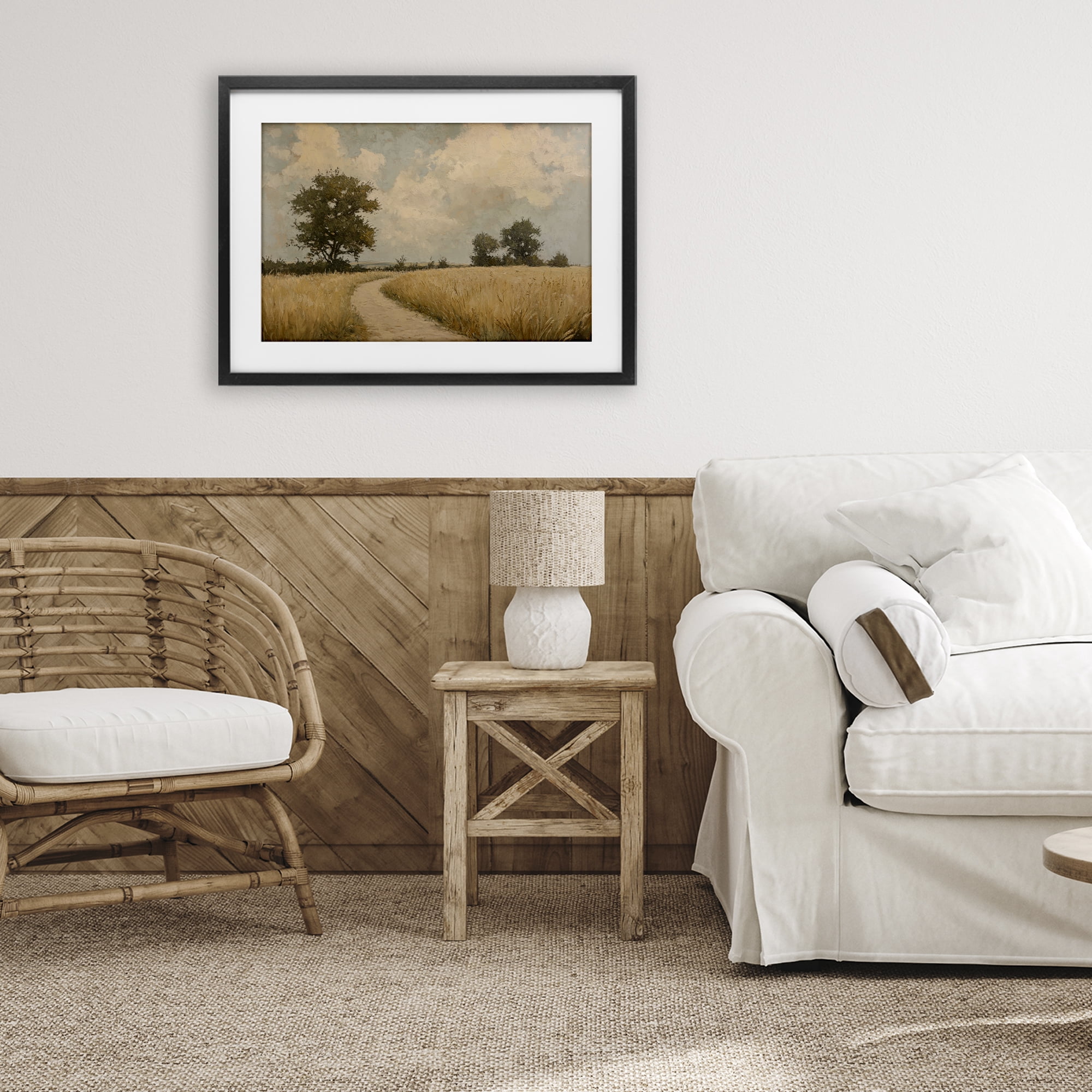 Stupell Industries Soft Field of Wheat Black Framed Print Under Glass, design by Petal Prints Design