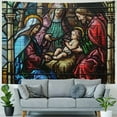 thumbnail image 4 of Orinice Nativity Scene Stained Glass Window Tapestry Wall Hanging Unique Style Graphic Tapestries Home Decor Art for Living Room Bedroom Apartment Farmhouse Dorm Christmas Decoration 40x60inch, 4 of 6