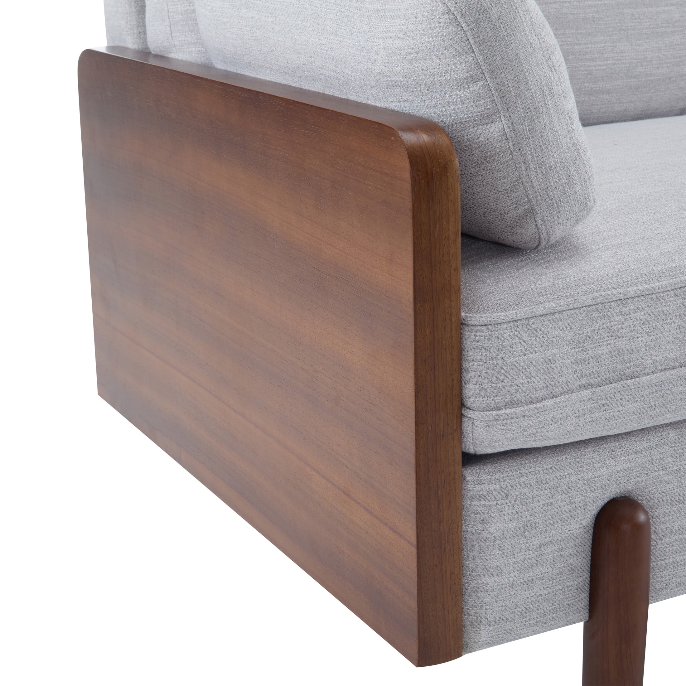 Mid-Century Modern Sofa with Slim Track Arms and Wood Frame, Light Smoke Gray