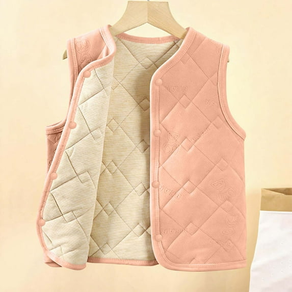 HUJlwoi Toddler Kids Vest Thermal Sleeveless Button Down Coats Baby Boys Girls Fall Winter Warm Outerwear 4-16 Years