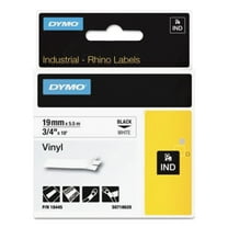 DYMO Rhino Permanent Vinyl Industrial Label Tape, 3/4" x 18 ft, White/Black Print