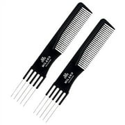 Milano Collection Black Teasing Comb for Hair Care Two-Sided Combs for Women Hair Styling Tools