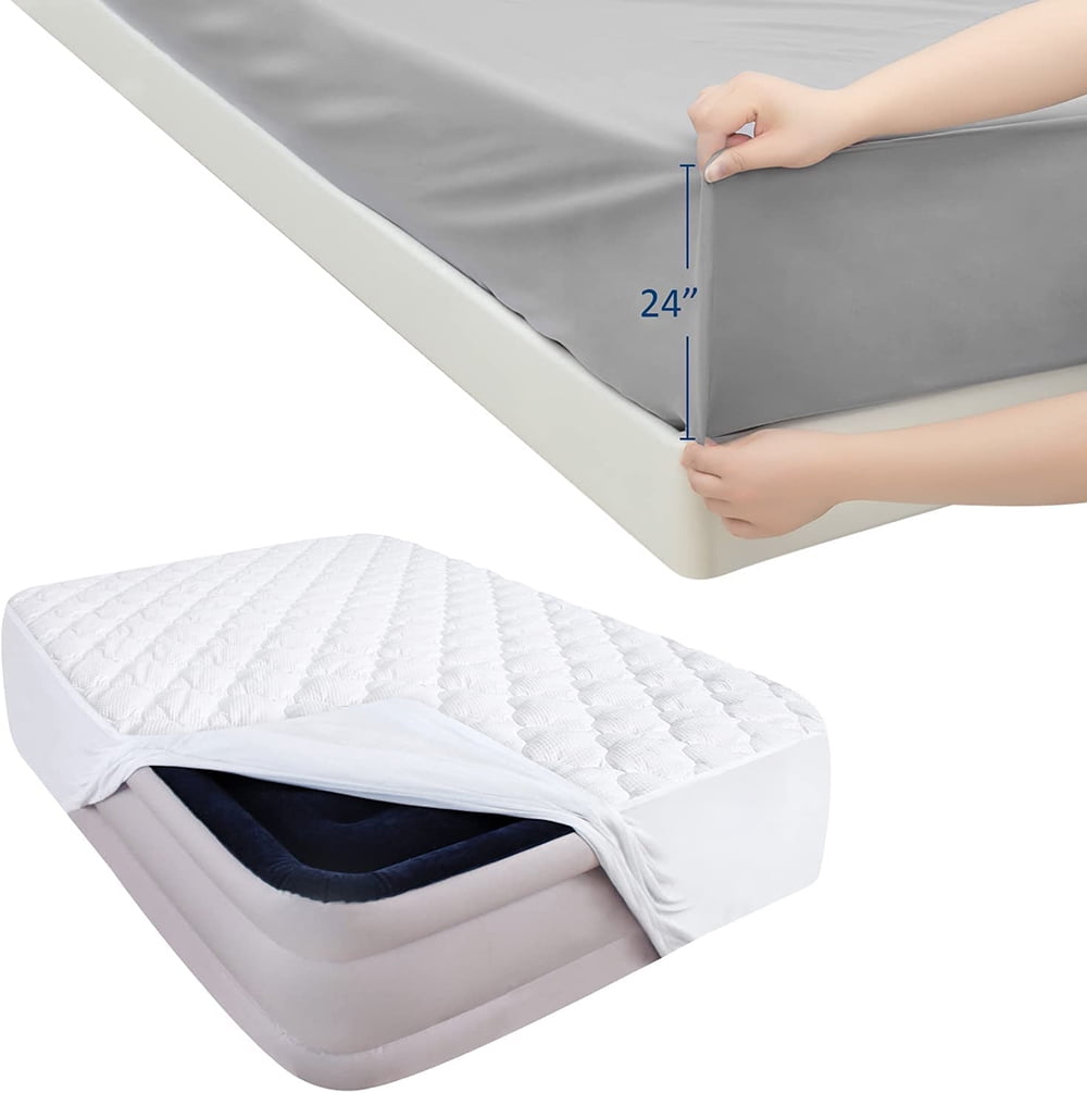 Air mattress with deep pockets and 3 piece twin sheet set, extra thick