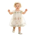 thumbnail image 5 of Girls Princess Dress Flower Girl Dress Ball Gown Flutter Sleeve Tulle Embroidered 3D Flower Floral Embroidery Party Holiday Elegant Fancy Dresses for Girls 3-24M, 5 of 8