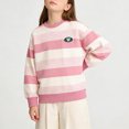 thumbnail image 2 of AHTJRT Long Sleeve T-Shirt for Girls Fashion Striped Colorblock Crew Neck Tee Tops Lightweight Fall Spring Street Outdoor Activities Sweatshirts Pink 11-12 Years, 2 of 10