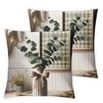 thumbnail image 2 of Ulloord Eucalyptus Leaves Decorative Pillow Cover Summer Truck Throw Pillow Case Buffalo Plaids Cushion Cover for Home Office Sofa Couch Decoration, 2 of 6
