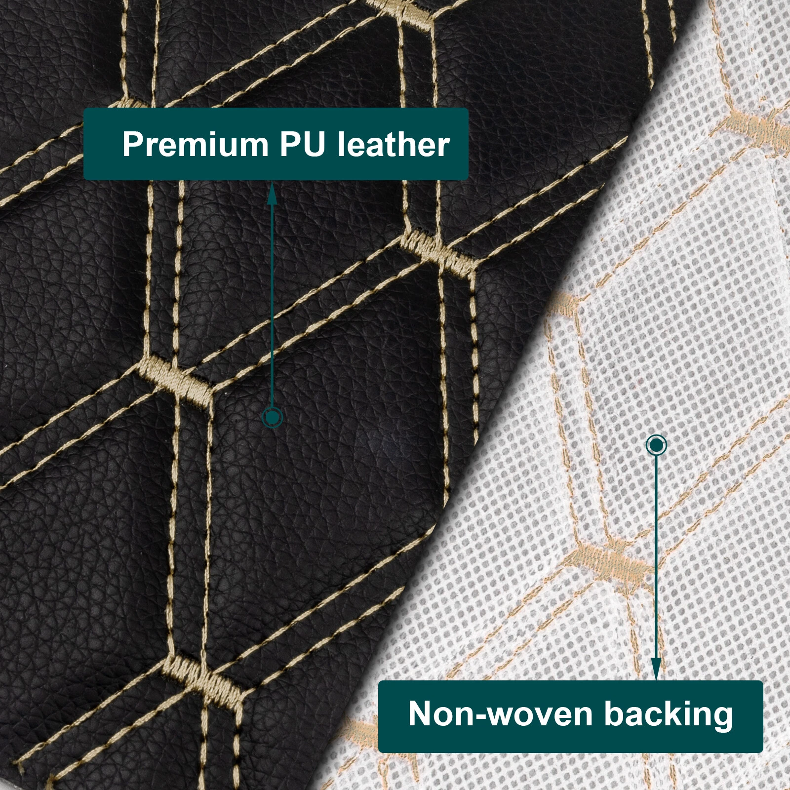 63" W Automotive Headliners Fabric, Waterproof Vinyl Faux Leather Upholstery Material Foam Backed for Car Seat Trunk Floor Mat Furniture Chair DIY Black 2 Yard