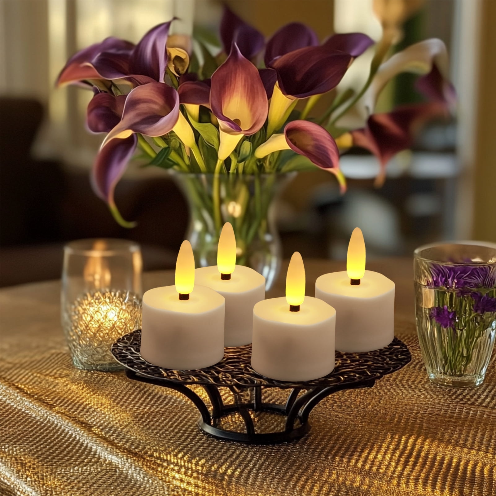 Rechargeable Candles Tea Lights 6-Pack with Remote Timer, LED Tea Lights Candles , Rechargeable Flameless Candles for Home Decor Seasonal Decor, Dia 1.5"X H 2.2''