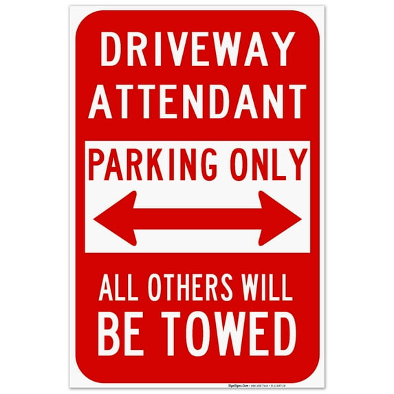 Driveway Attended Parking Only Directional Sign, 24x36 Corrugated Plastic