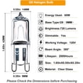 thumbnail image 5 of Sinvic 10-Pack G9 Halogen Bulb 60W 120V – Dimmable Long Lifespan, 2800K Warm White JCD Series with T4 2-Pin Base for Pendants, 5 of 8