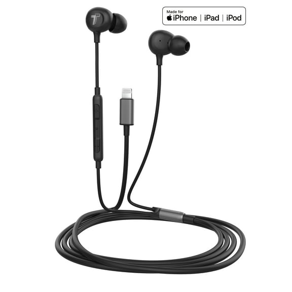 Thore iPhone Earbuds (Apple MFi Certified) Lightning In Ear Earphones (V60) Wired Headphones with Microphone/Remote for iPhone 11/Pro Max/XR/Xs Max/7/8 Plus (Black)