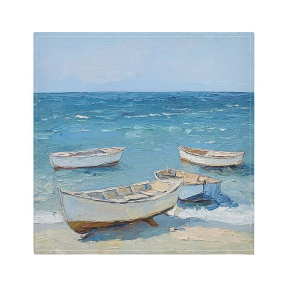 Napkin Satin Napkin 20*20Inchx1 Kitchen Towel Dinner Plate Towel Decorative Towel Napkin Tea Towel Suitable For Kitchen Table Beautiful Sea Boat