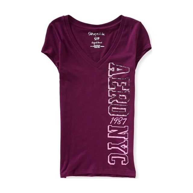 Aeropostale Womens Nyc 1987 Camiseta gráfica, Púrpura, XS Aeropostale Camiseta gráfica