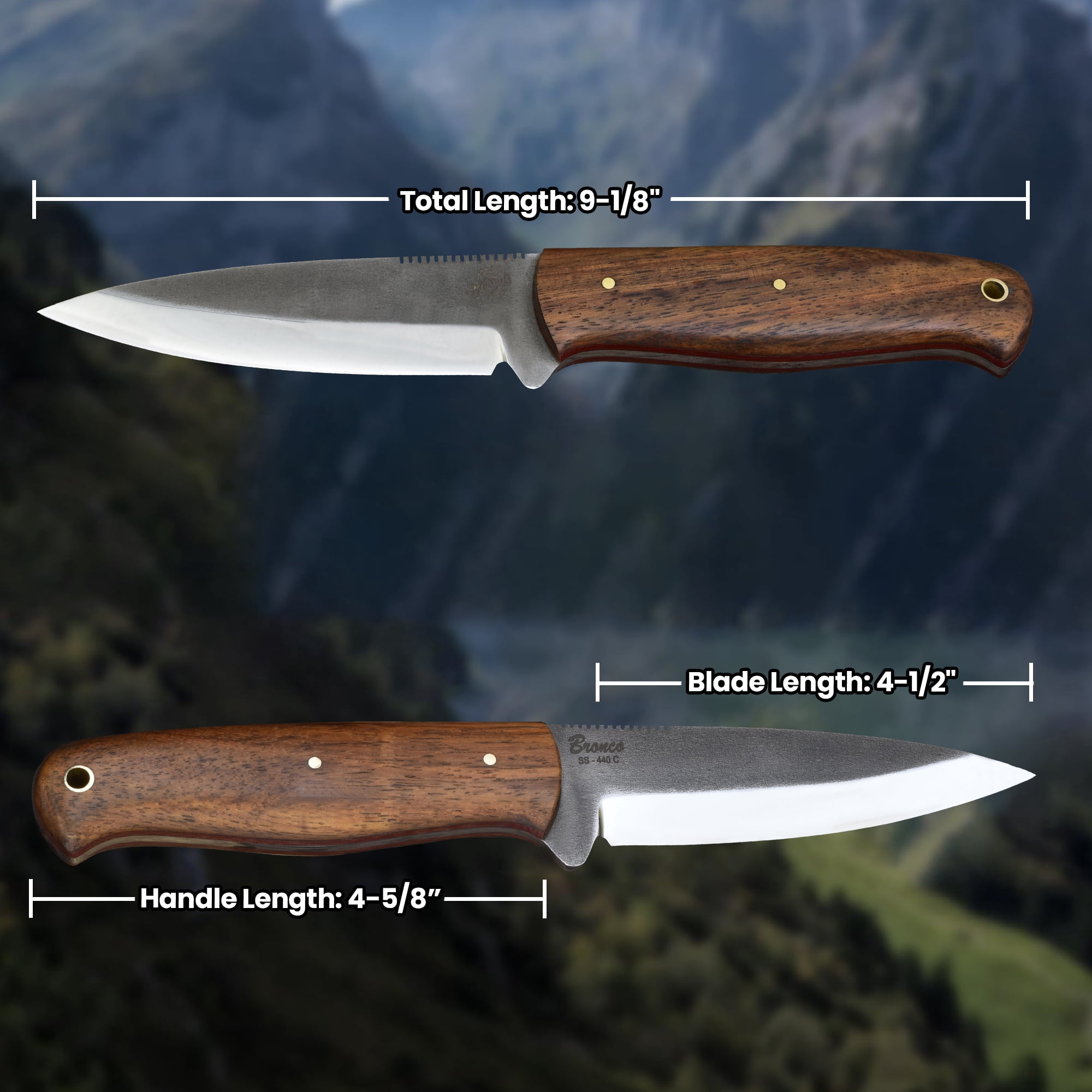 Knives Ranch 3092 440C Steel Bushcraft Knife with Rosewood Handle – Fixed Blade Outdoor Knife for Camping, Survival, Hunting & Utility Use