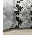 thumbnail image 3 of Exotic Down Alternative Comforter, Tropic Foliage Petals Wildflowers Hibiscus Buttercup Hand Drawn, Microfiber Quilt for All Season, 5 Sizes, Black Dark Orange and White, by Ambesonne, 3 of 3
