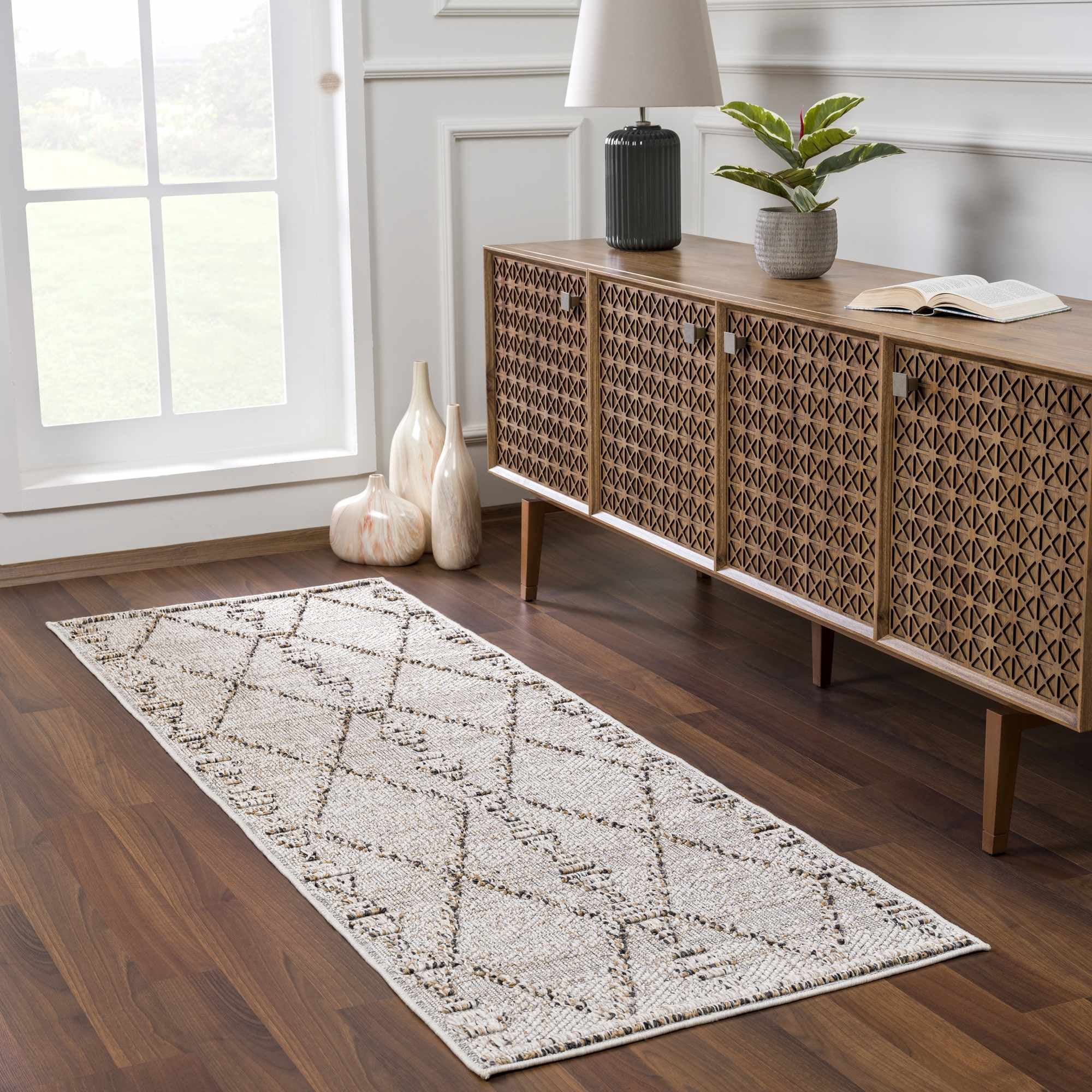 Hauteloom Siesta Outdoor Rug - Outside Porch Patio Area Rug Carpet - Waterproof Rug - Farmhouse - Brown, Bone, Cream - 2' x 3'