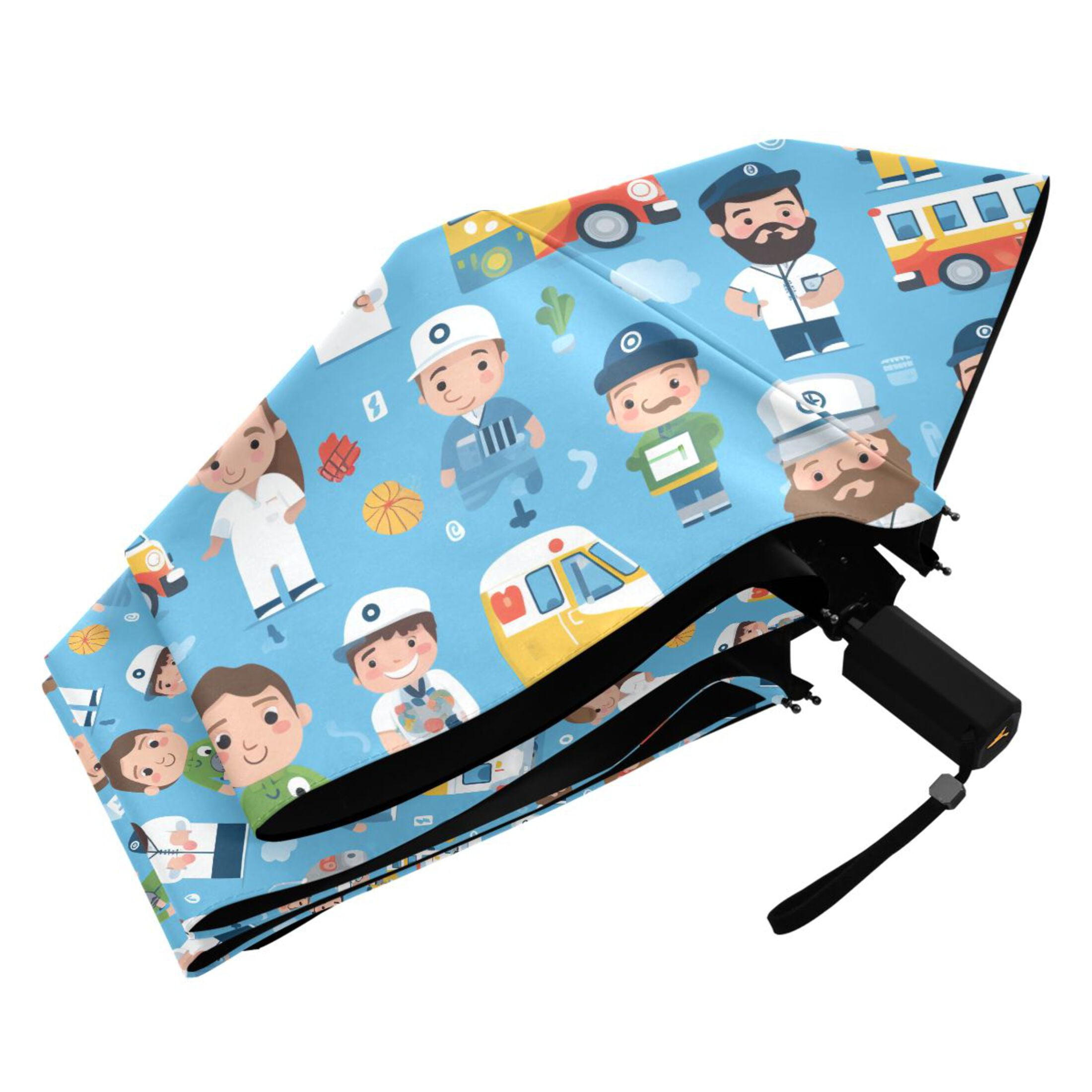 Various Professions Character Compact Sun Umbrella Windproof Travel Umbrellas for Rain Strong Portable UV Protection