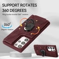 thumbnail image 3 of Dteck for Samsung Galaxy S21 Ultra Wallet Case, Shockproof Heavy Duty Flip PU Leather Ring Kickstand Card Holder Anti-Scratch Soft Protective Cover, winered, 3 of 5
