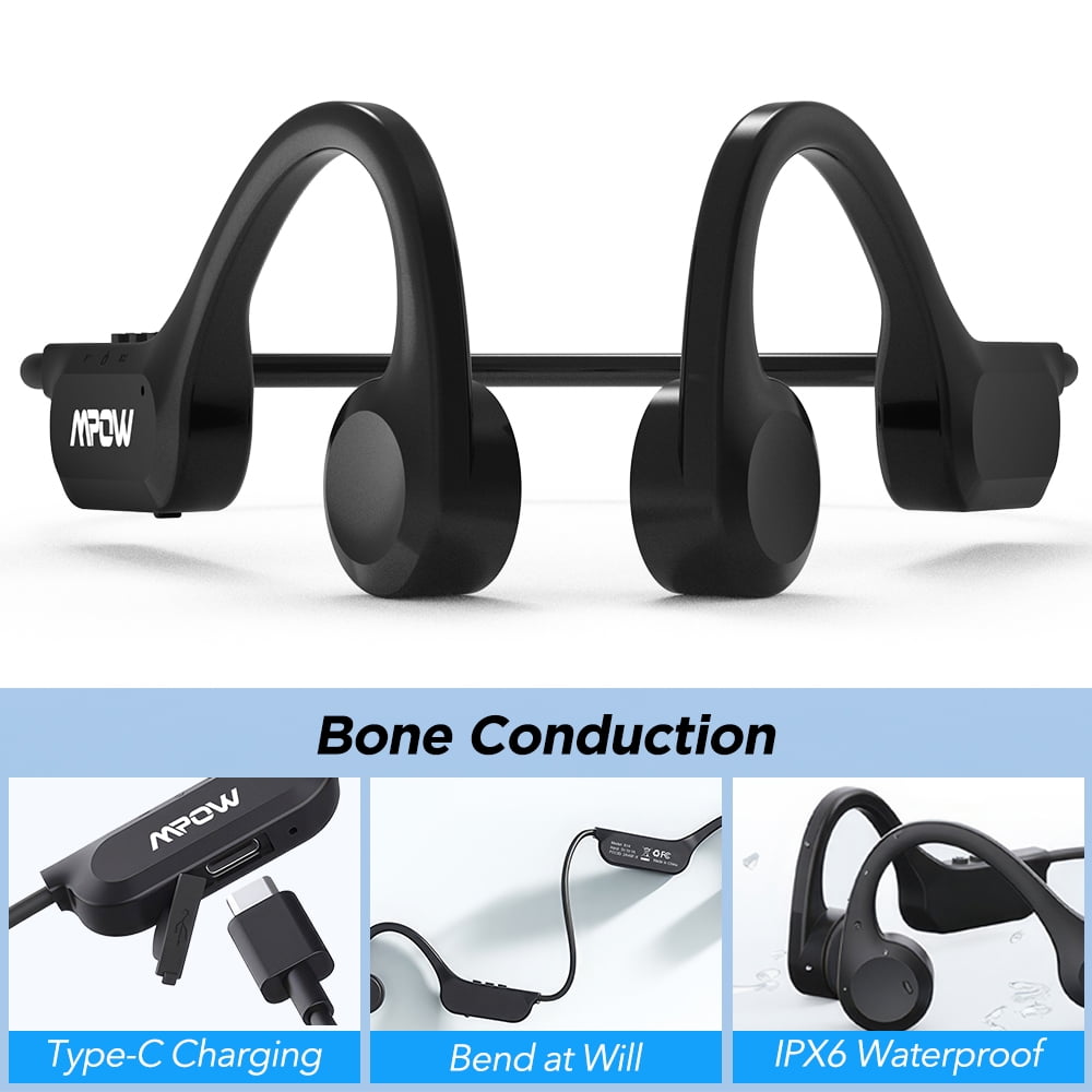 MPOW Open-ear Bone Conduction Earphone, Bluetooth 5.3 Bone Conduction Headphones with Mic, Hand Free Call 8H Playback Sport Earphone