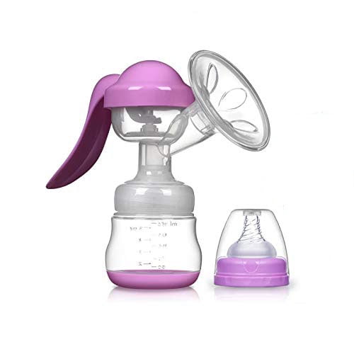 Breastfeeding Manual Breast Pumps Milk Suction with Protective Lid Silicone Portable Hands-Free Design Ideal for Travel (Purple)