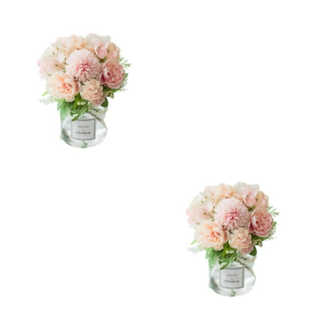Wosthever 2 piezas de flores artificiales en jarrón, flores falsas de hortensias de seda elegantes y duraderas Type9 NO9