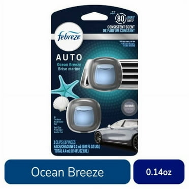 2X - Febreze AUTO Air Freshener Air Vent Clip Ocean Breeze Scent