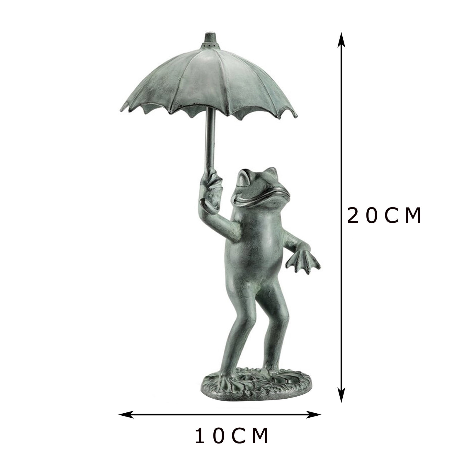 Frog with Umbrella Garden Statue, Whimsical Metal Frog Sculpture Decorative Figurine for Patio, Lawn, Yard & Outdoor Garden Decor