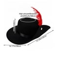 thumbnail image 2 of Slccxzc Vintage Gentleman Fedora Cap Feather Decor Wide Brim Top Hat Formal Gala Night Outfit Headwear, 2 of 7