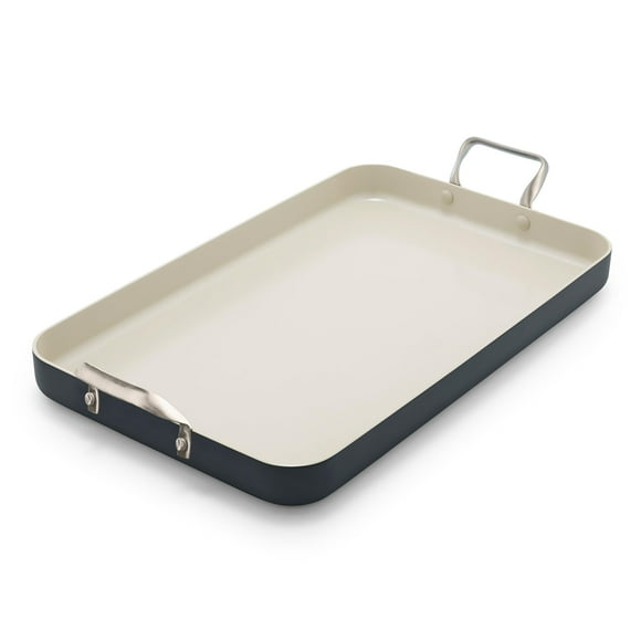 GreenPan 18&quot; x 11&quot; Double Burner Griddle Pan, Hard Anodized Healthy Ceramic Nonstick PFAS-Free, Stainless Steel Handles, Stovetop Cooking, Dishwasher Safe, Oven &amp; Broiler Saf