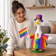 thumbnail image 7 of AZXY Porch Goose Outfit, 23 Inch Rainbow Stripe Goose Clothes with Top Hat, Tie & Rainbow Flag, Goose Costume for Cement Plastic Lawn Goose Statue, Outdoor Yard Lawn Garden Decor, 7 of 7