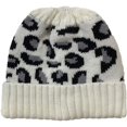 thumbnail image 1 of Bonnet à Queue de Cheval Femme Mode Hiver Chaud Léopard Crâne Désordonné Bonnet de Trou de Bun, 1 of 5