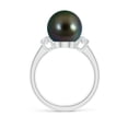 thumbnail image 2 of Angara Tahitian Cultured Pearl Three Stone Ring with Diamonds in 14K White Gold for Women | June Birthstone Jewelry for Her, 2 of 8