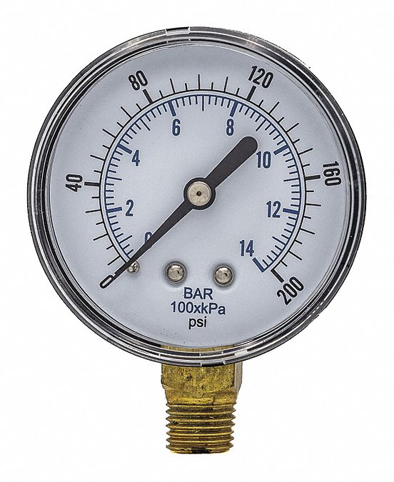 Pic Gauges Pressure Gauge,Nominal 21/2" Dial SEP101D254GBSPT