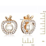 Gemini Unique Women's Jewelry Gold Filled Pearl Swarovski Crystal Stud Earrings Valentine's Day Gifts Gm127 15mm