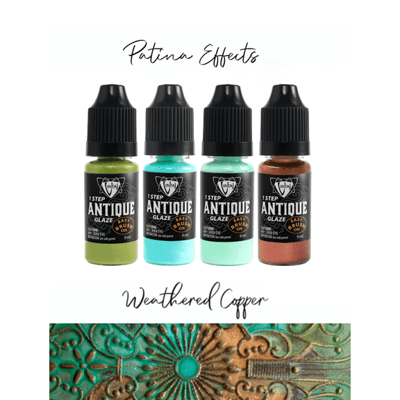 Weathered Copper Patina Effects Kit (4pcs), Antique Glaze, Jewelry Craft, Multi-surface