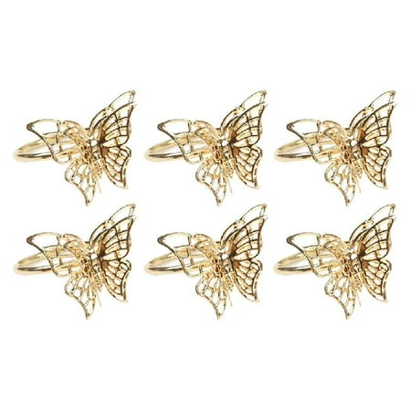 

TIERPOP Butterfly Napkins Rings Set of 6 Gold Napkin Rings Holder for Wedding Christmas Family Gathering Table Decoration
