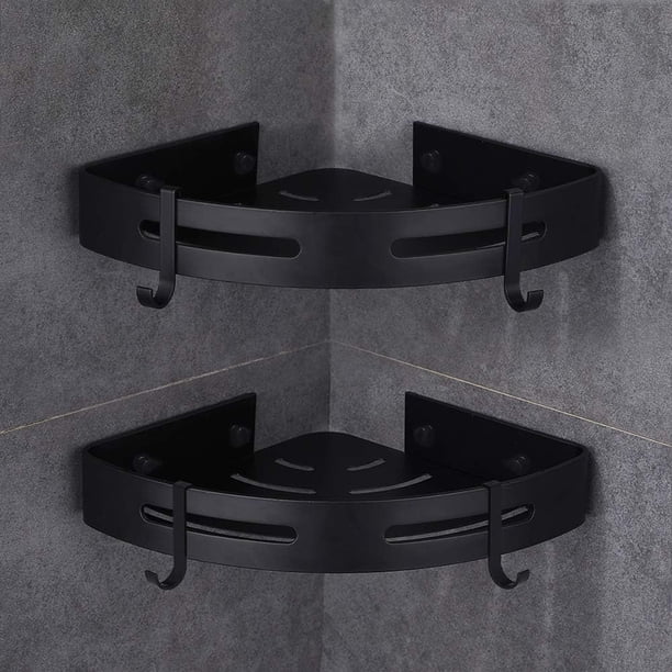 Estante de almacenamiento de esquina para baño, organizador de pared autoadhesivo de aluminio sin taladros, que aprovecha el espacio de la esquina no utilizado para ahorrar espacio y rendimiento a