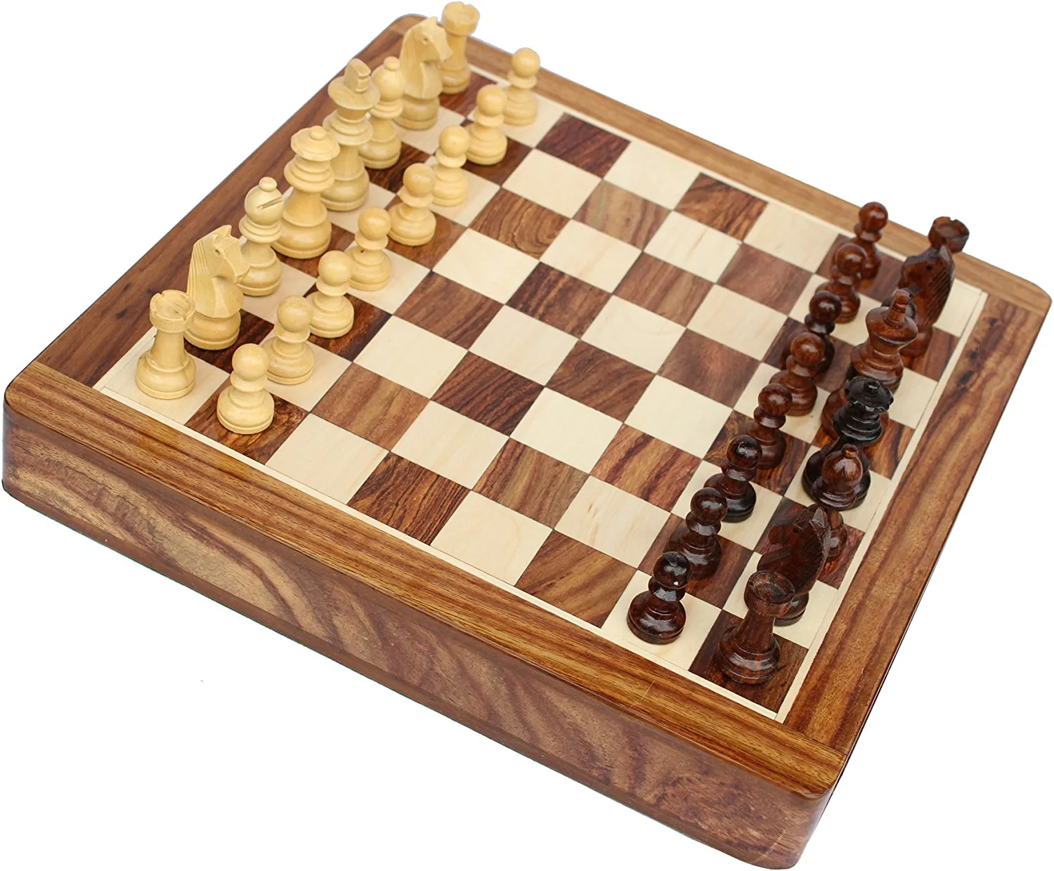 SouvNear Limited Stock - Chess Set 12x12 Magnetic Chess Set Standard Board Game with Chessmen Storage Drawer Handmade in Fine Wood - Non-Folding