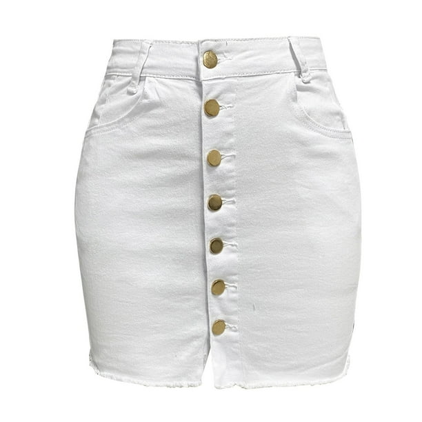 Gibobby faldas deportivas para mujer sólido elegante y a la moda para mujer(Blanco, S)