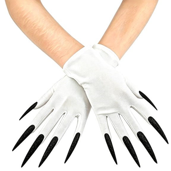 Gothic Halloween Claw Gloves Witch Vampire Long Fingernail Short Stretch Mittens for Masquerade Stage Performance Horror Role Play Cosplay Costume Accessories
