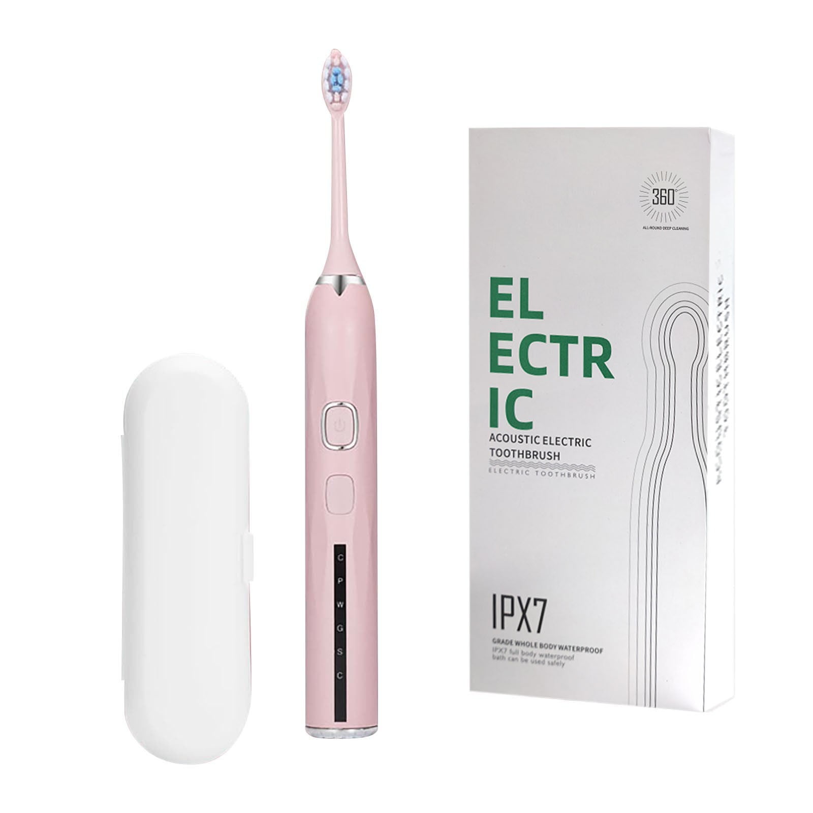 Electric Toothbrush 15 Speed Settings Ultrasonic Cleaning Soft Bristles Rechargeable Automatic Smart Brush with 6 Replacement Heads for Adult Home Dental Care