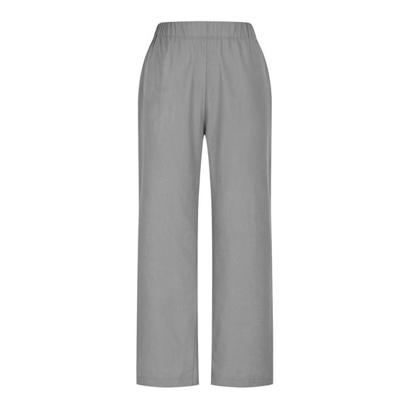 SwiftWear Women's ​Linen-Look Split-Hem Wide Leg Pants, Loose Fit Plus Size Breathable Trousers Comfortable Casual Lounge Pants S-2XL