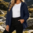 thumbnail image 6 of Otntypg Packable Rain Jacket Women Lightweight Full Zip Up Long Sleeve Drawstring Hooded Waterpoof Windbreaker Trendy Outdoor Hiking Travel Lined Raincoat with Pockets, 6 of 7