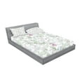 thumbnail image 2 of Ambesonne Floral Fitted Sheet & Pillow Sham Set, Vintage Seamless Pattern, Full, White and Reseda Green, 2 of 2