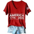 thumbnail image 2 of Conairie Women 250 Anniversary USA Shirt American Falg Graphic V Neck Patriotic 1776-2026 July 4th T-Shirts Casual Short Sleeve Blouses Pullover Outfits 1 L, 2 of 3