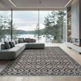 thumbnail image 2 of ODIKA 6'x9' Ultra-Soft Area Rug, Cream Boho Allover Interlocking Grid Ornamental Edging Academia None Washable, Bare feet friendly, Silk-Touch for Guest Room, Bedroom, 2 of 7