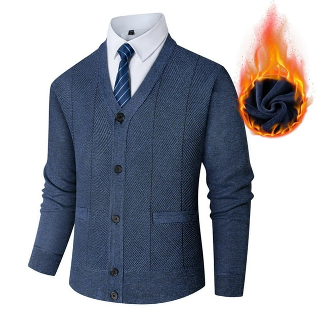 Seeotter Mens Cardigan Sweaters Button Down Knitted Long Sleeve Sweaters V-Neck Sweater with Pockets Fall Fashion Outwear