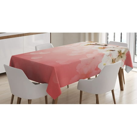 

Coral Tablecloth Blossoming Tree Branch Japanese Cherry Sakura Fresh Spring Garden Romantic Rectangular Table Cover for Dining Room Kitchen 60 X 84 Inches Coral Green White by Ambesonne